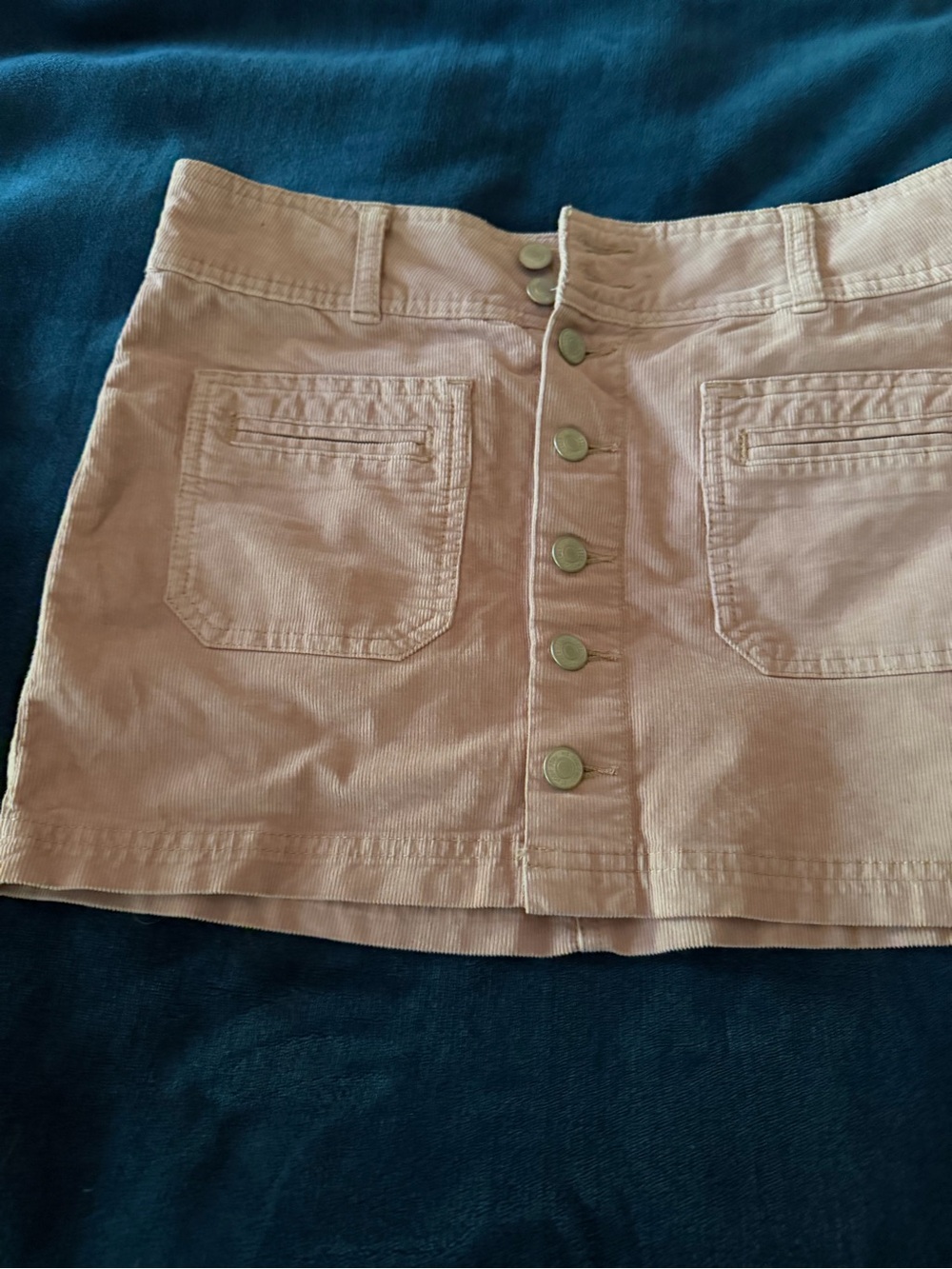 We The Free Free People  Blush Button-Front Corduroy Mini Skirt